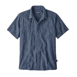 Patagonia Men's Back Step Shirt Sz L Blue Plaid Hemp Organic Cotton Button Up